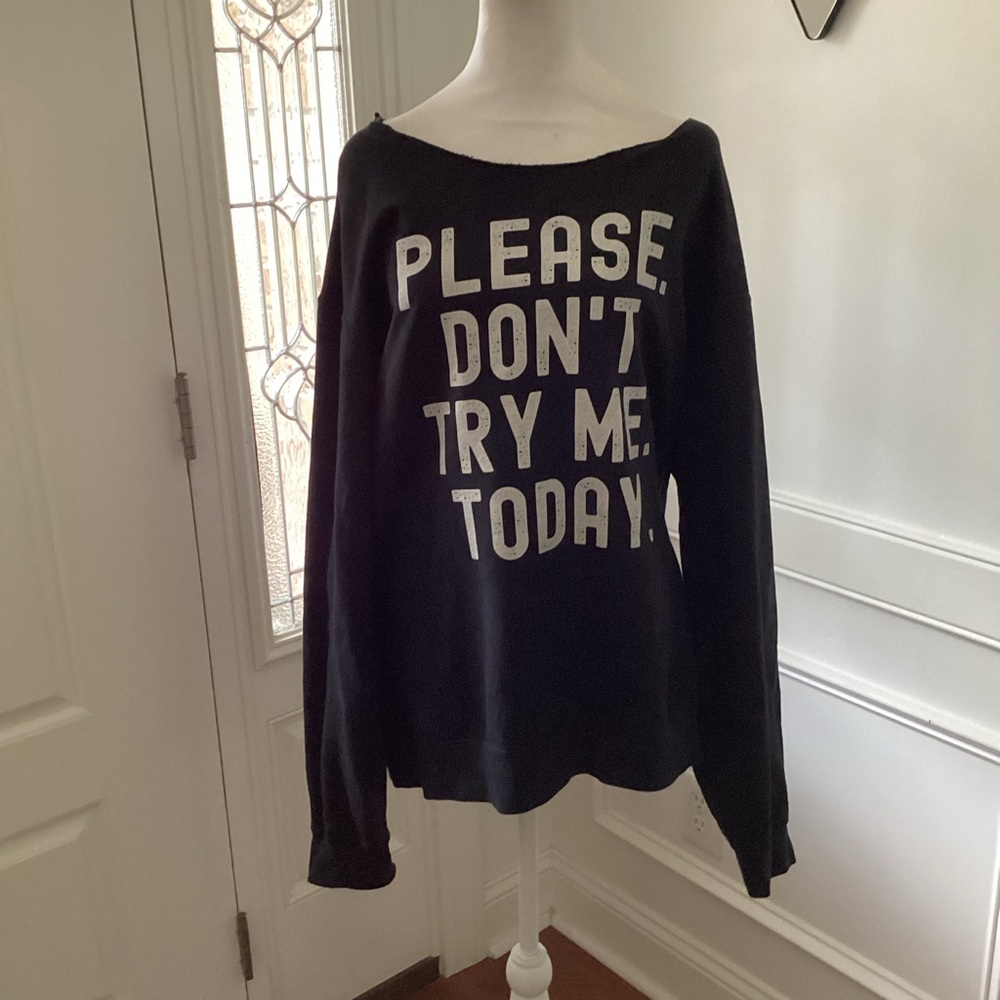 Black Prewashed Sweatshirt with White Text